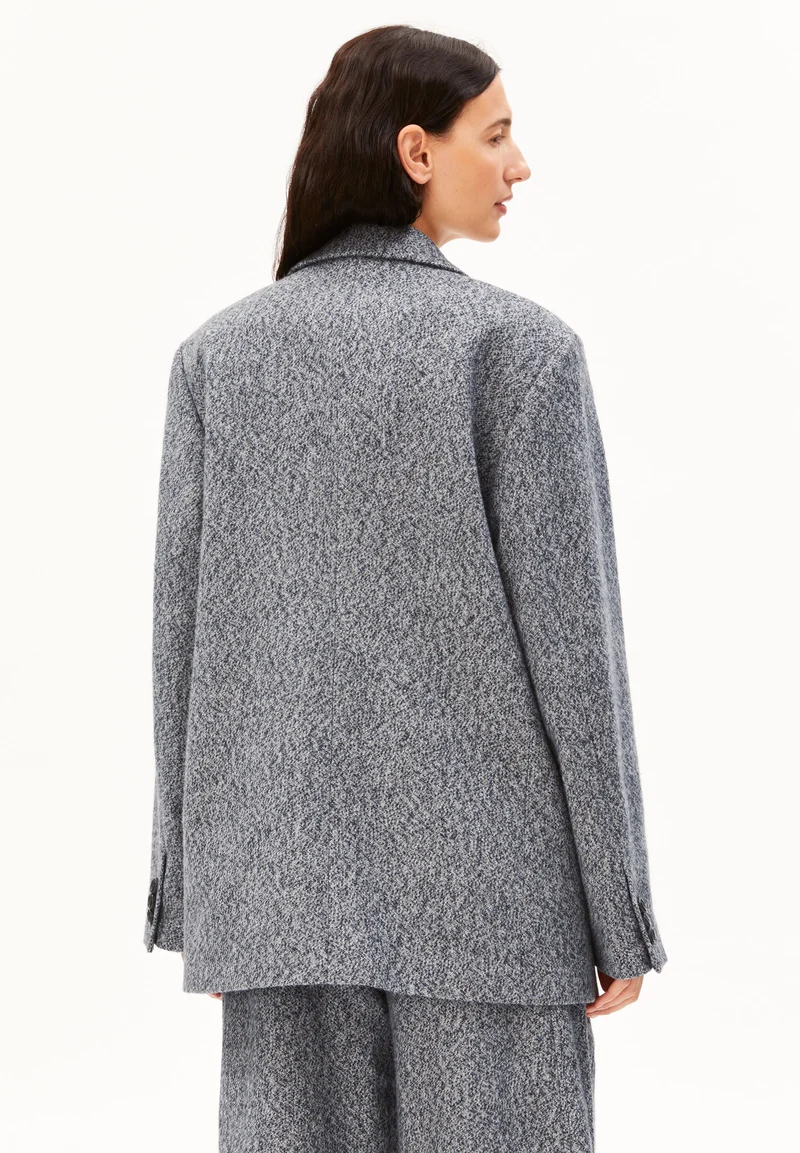 TWEED OVERSIZED BLAZER | mid grey melange-oatmilk