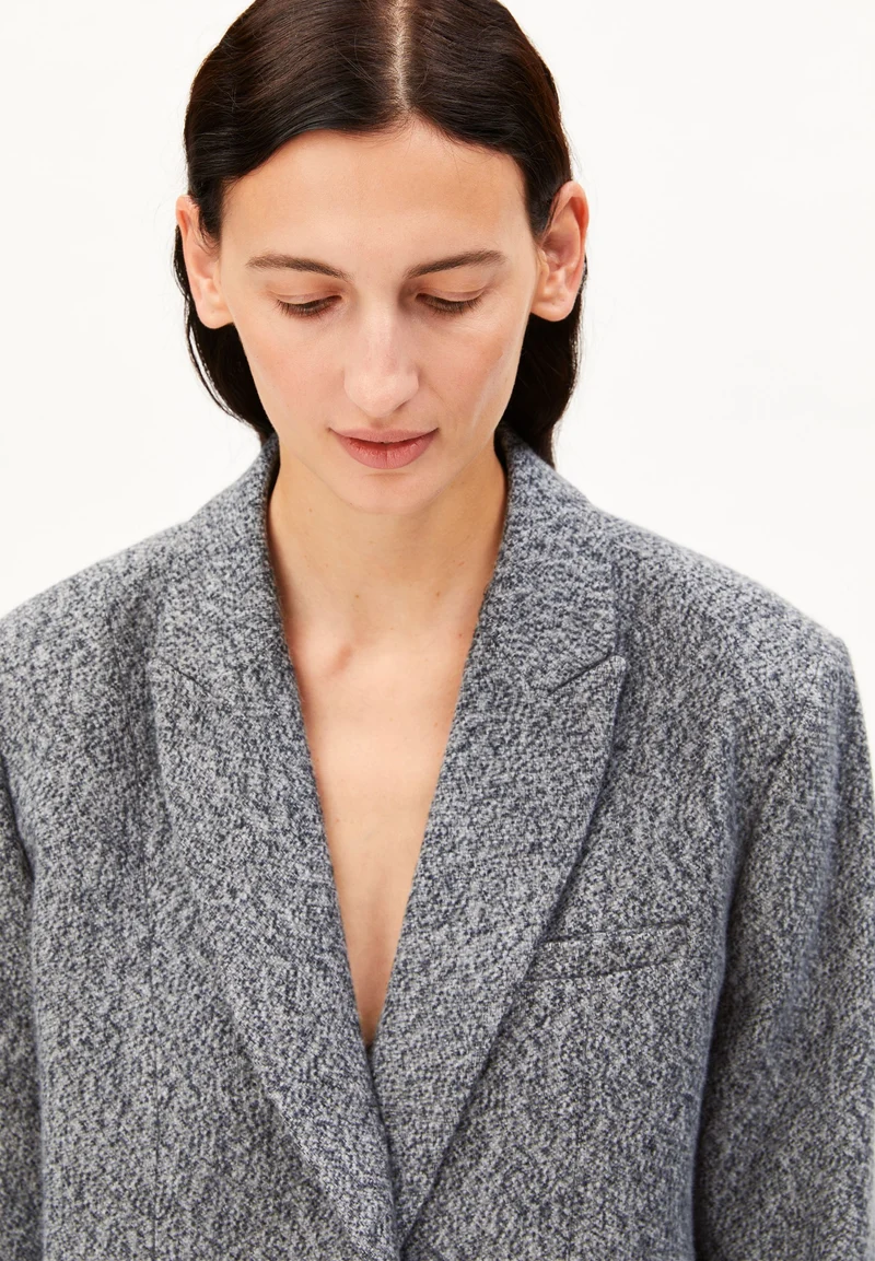 TWEED OVERSIZED BLAZER | mid grey melange-oatmilk