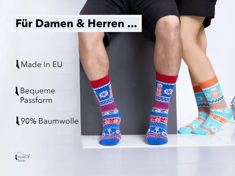 Ein Paar Maritim Anker Socke aus 90% Baumwolle