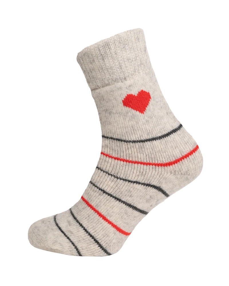 Ein Paar Wollsocken mit Herzmotiv 80% Wolle