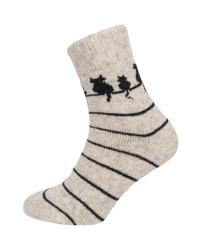Ein Paar Wollsocken mit Katzenmotiv 80% Wolle