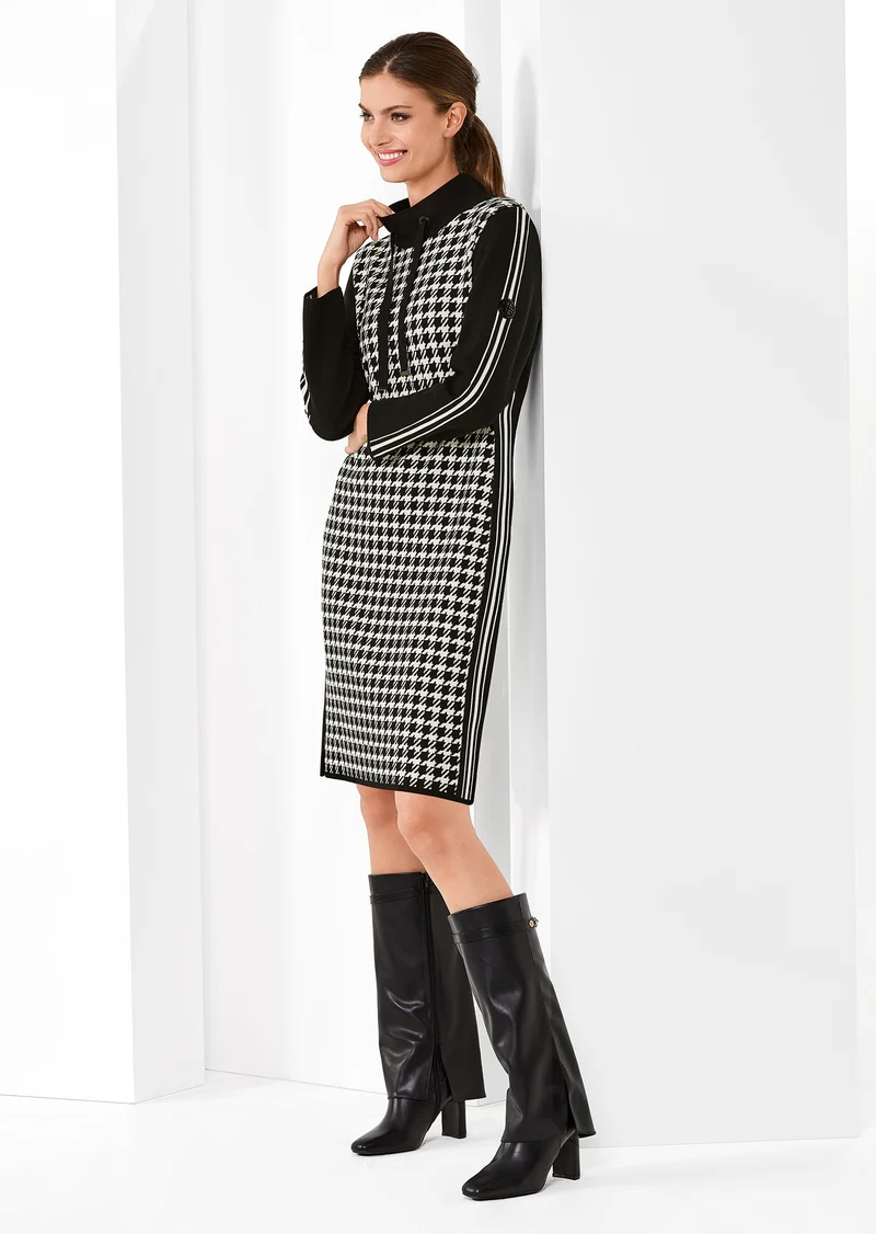 Strickkleid mit Hahnentritt