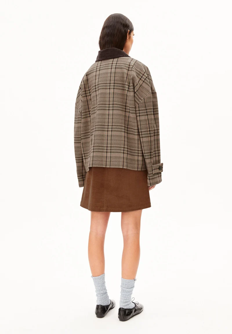 KARIERTE WOLL-JACKET | claystone-honey reed