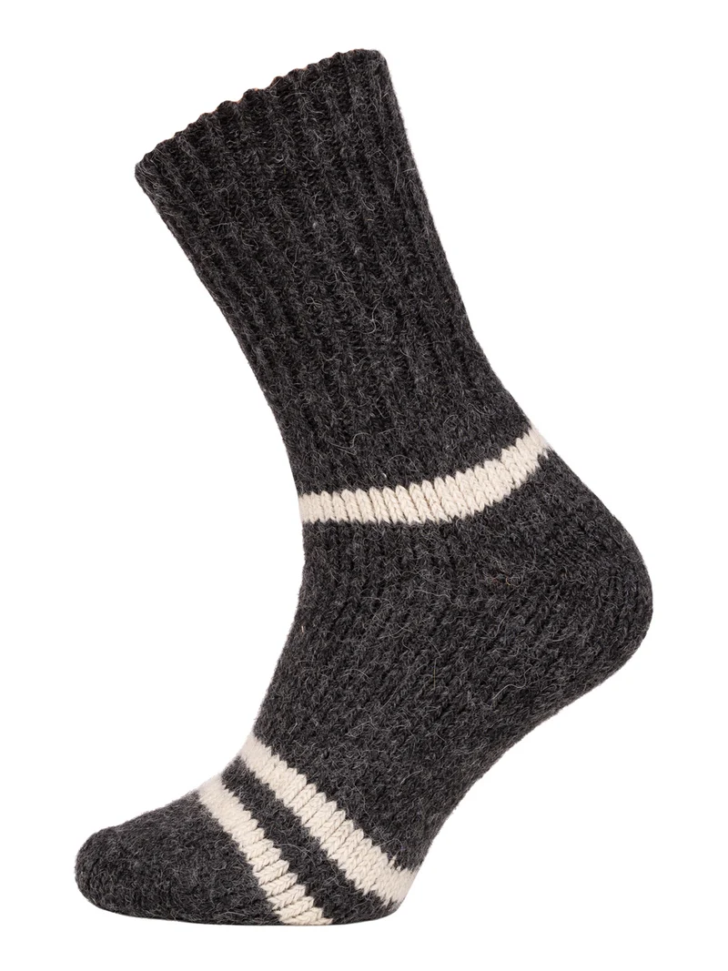 Ein Paar 95% Wollsocken Alpaka Streifen Design Krempelbar