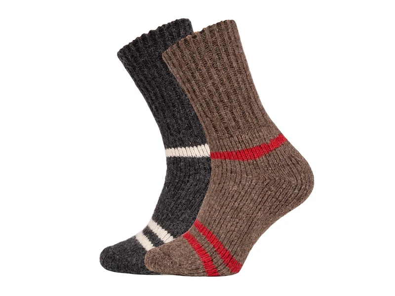 Ein Paar 95% Wollsocken Alpaka Streifen Design Krempelbar