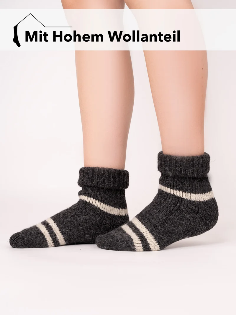Ein Paar 95% Wollsocken Alpaka Streifen Design Krempelbar