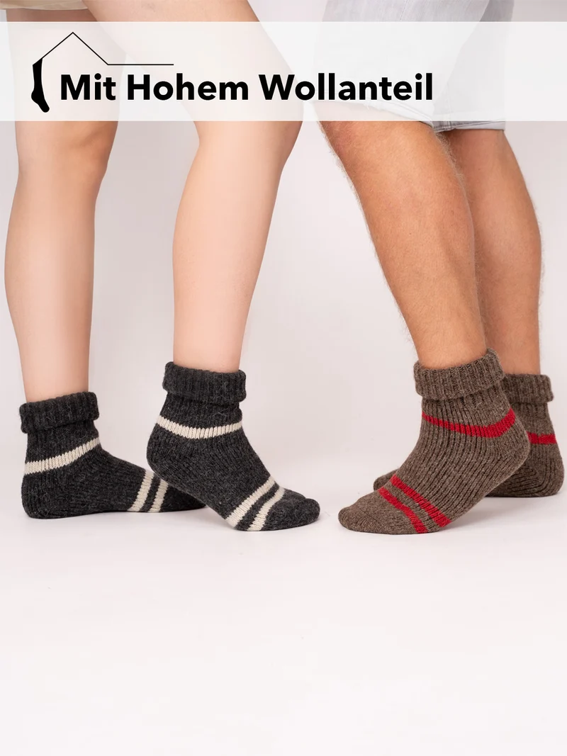 Ein Paar 95% Wollsocken Alpaka Streifen Design Krempelbar