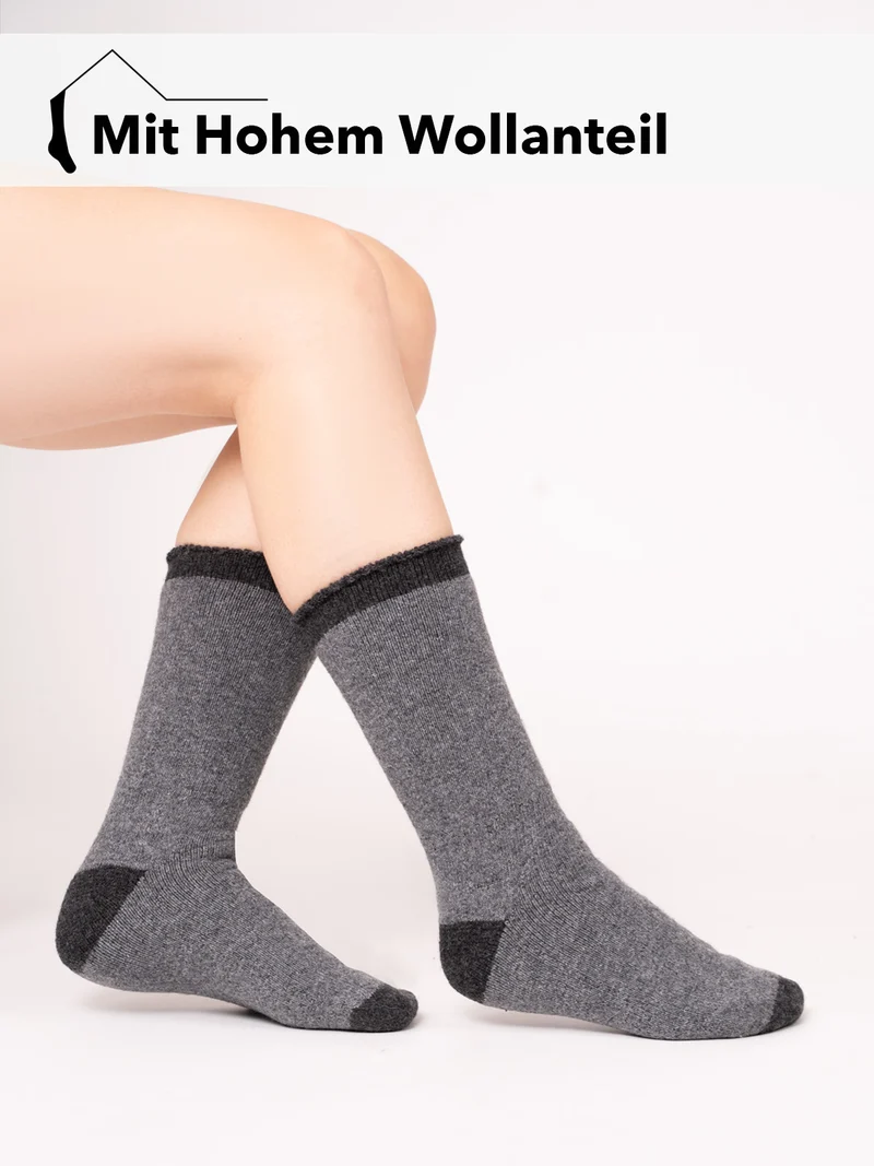 Ein Paar Wollsocke aus 70% Lammwolle mit Weich Frottee