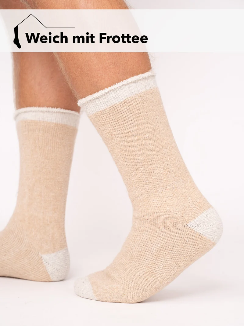 Ein Paar Wollsocke aus 70% Lammwolle mit Weich Frottee