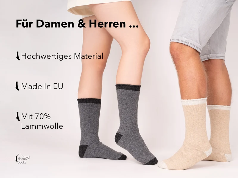 Ein Paar Wollsocke aus 70% Lammwolle mit Weich Frottee