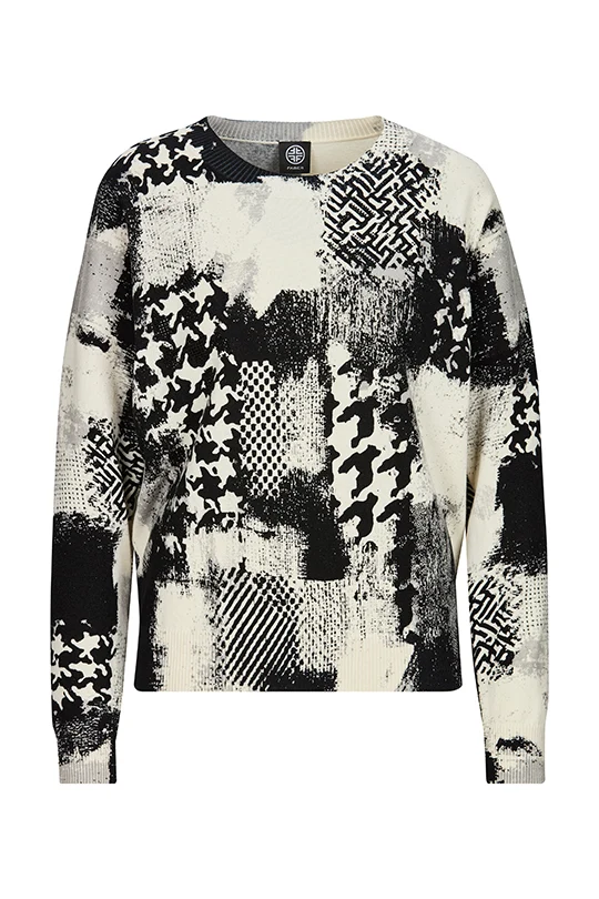 Feinstrickpullover mit modernem Inside-Print