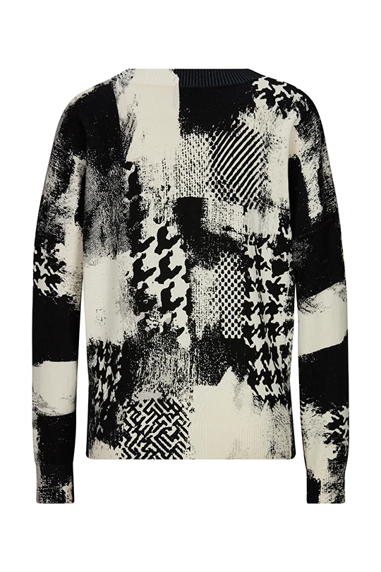 Feinstrickpullover mit modernem Inside-Print