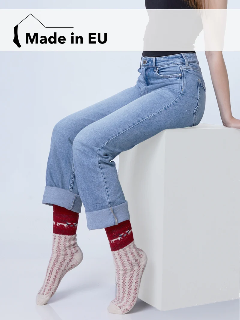 Ein Paar 45% Wollsocken Buntes s Design