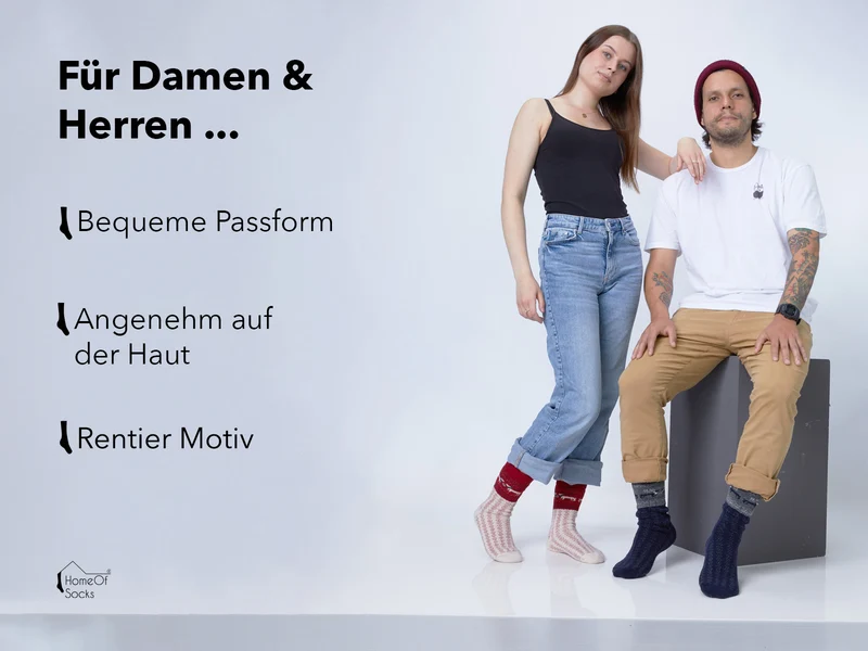 Ein Paar 45% Wollsocken Buntes s Design