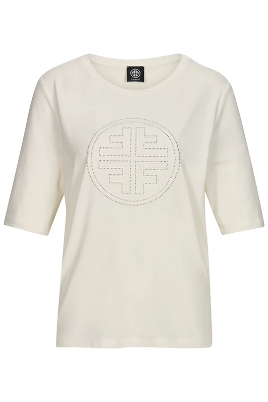 Halbarm Shirt mit edlem Logo-Coin Offwhite