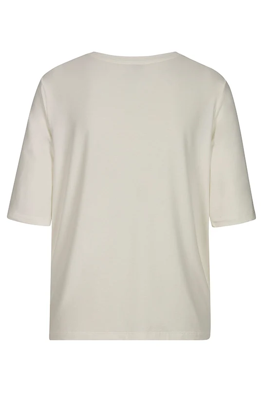 Halbarm Shirt mit edlem Logo-Coin Offwhite