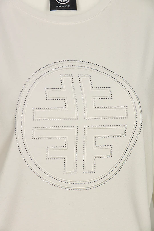 Halbarm Shirt mit edlem Logo-Coin Offwhite