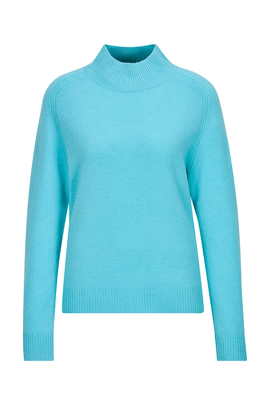 Stehkragenpullover aus edlem Woll-Kaschmir-Mix Aquamarin