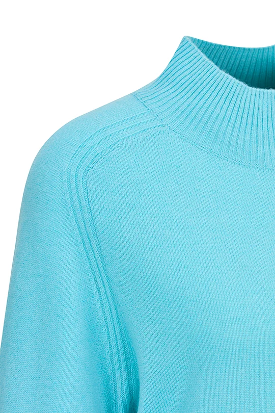Stehkragenpullover aus edlem Woll-Kaschmir-Mix Aquamarin