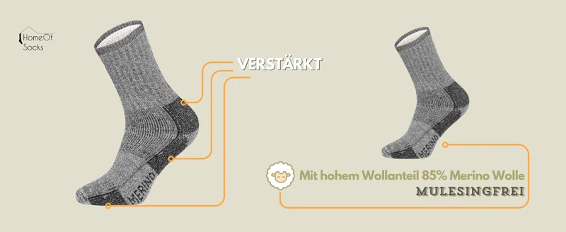 Wollsocken Wanderlust 85% Merinowolle