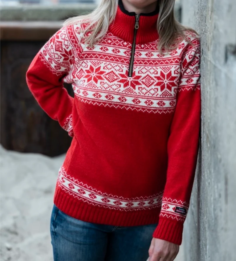 Norweger Pullover Red Snowflake