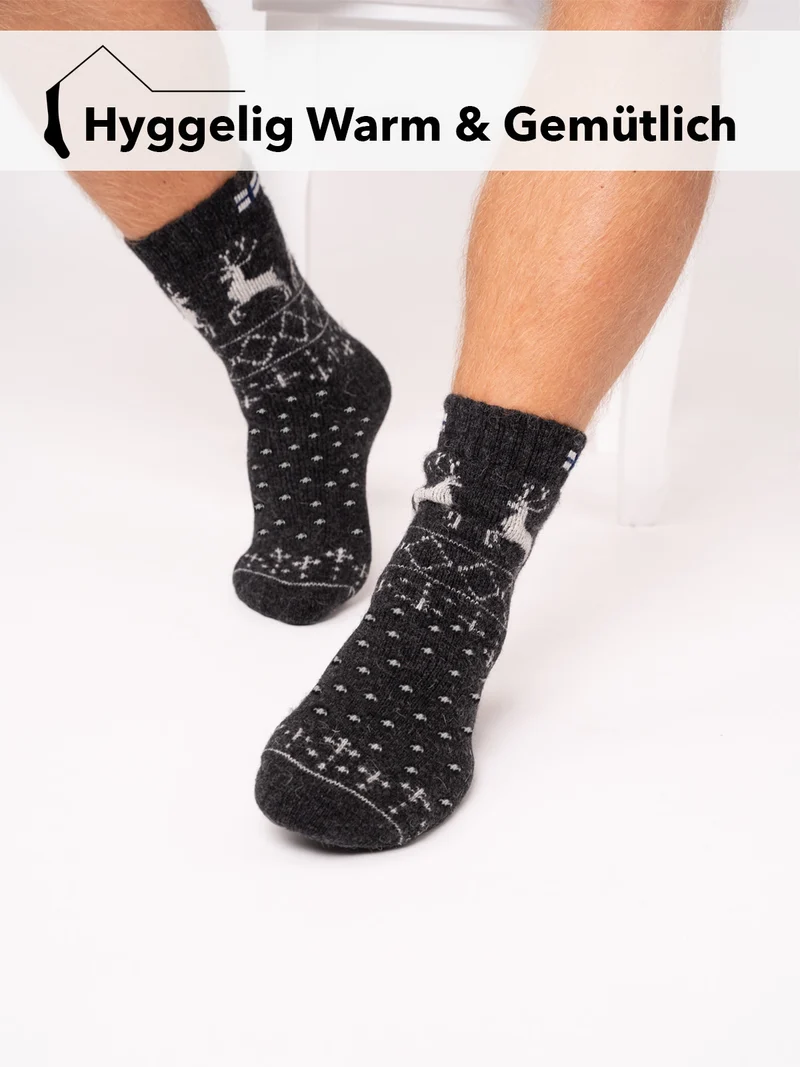 Ein Paar 80% Wollsocken Norwegen Flagge & Norweger Design