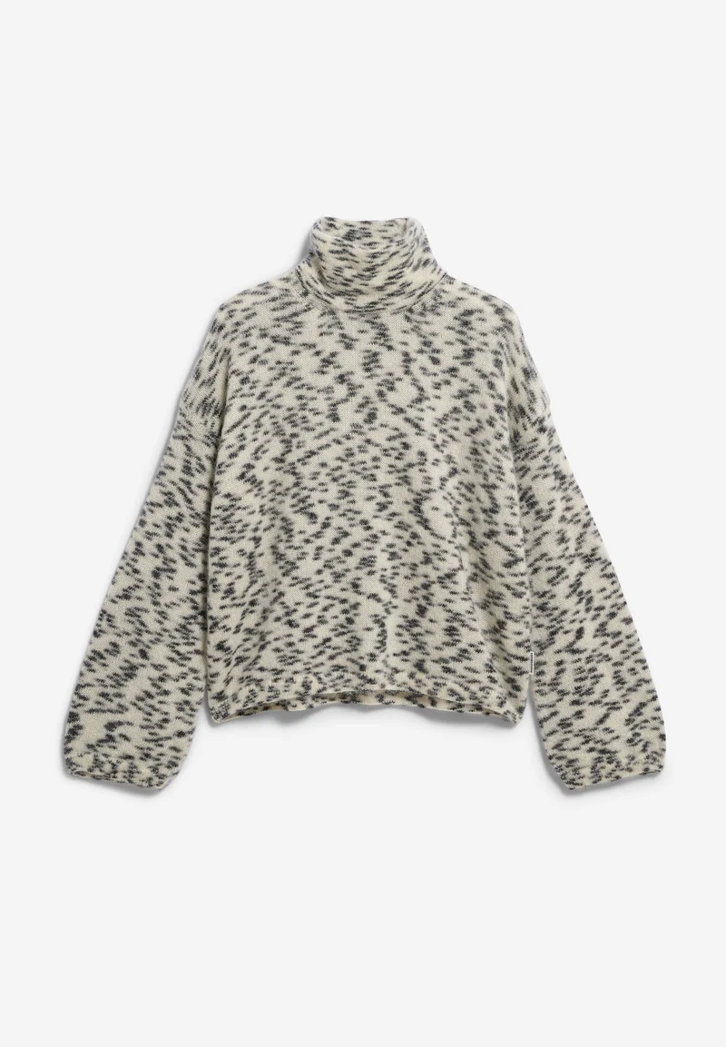 GEPUNKTETER MOHAIR-MIX STRICKPULLOVER | oatmilk-black
