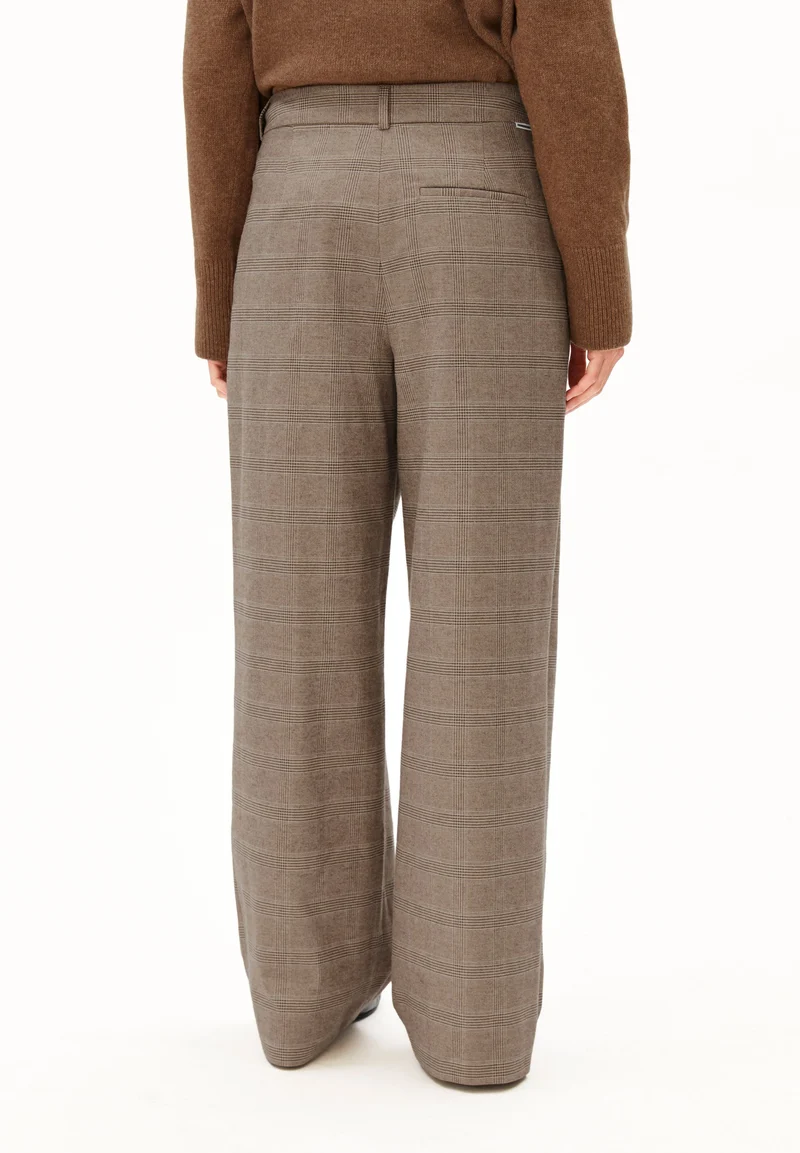 KARIERTE WIDE LEG BUNDFALTENHOSE | claystone - sand stone
