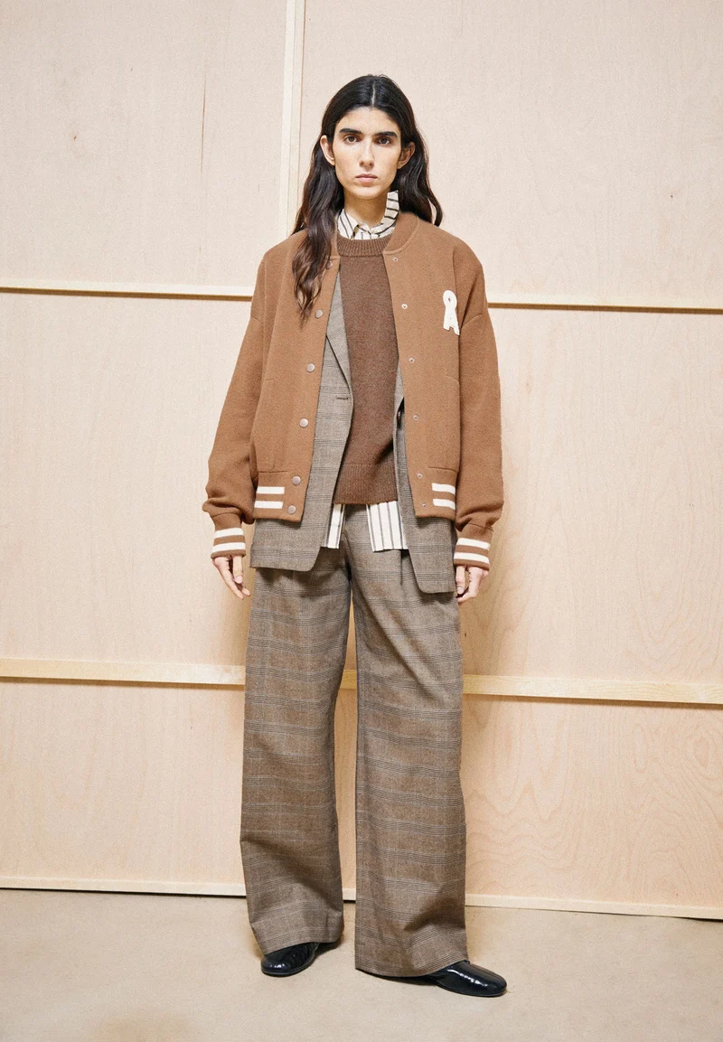 KARIERTE WIDE LEG BUNDFALTENHOSE | claystone - sand stone