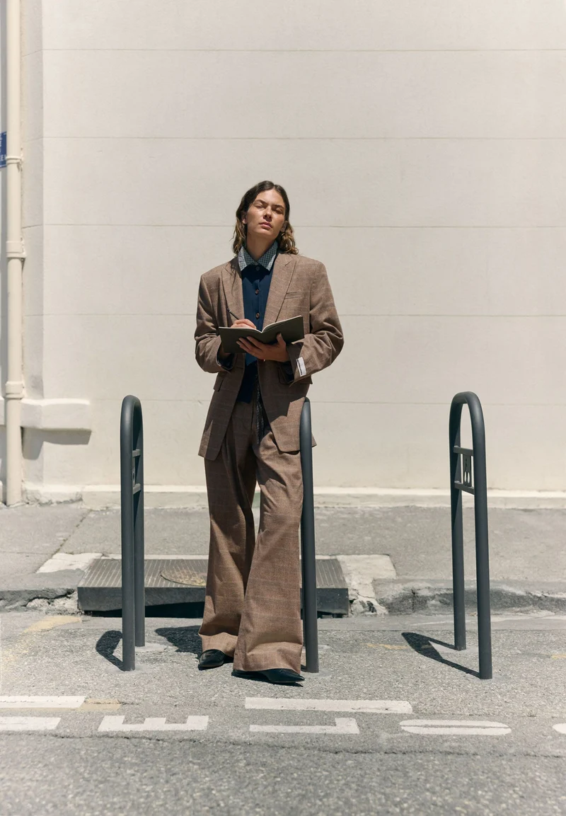 KARIERTE WIDE LEG BUNDFALTENHOSE | claystone - sand stone