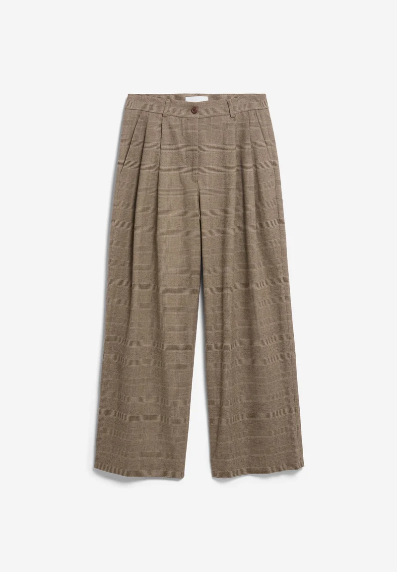 KARIERTE WIDE LEG BUNDFALTENHOSE | claystone - sand stone