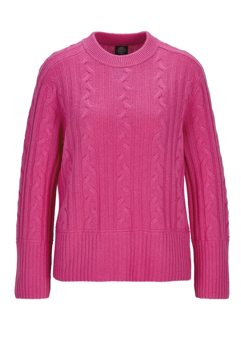 Zopfpullover aus Wolle mit Kaschmir Brombeere