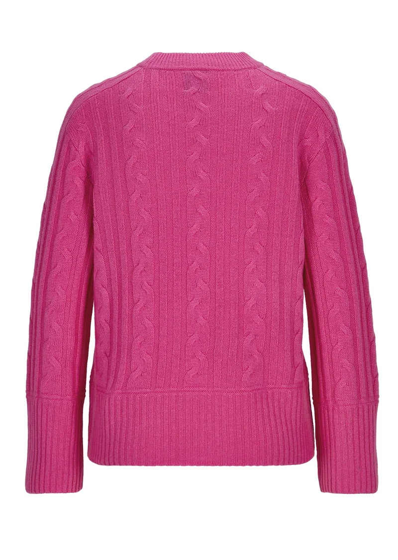 Zopfpullover aus Wolle mit Kaschmir Brombeere