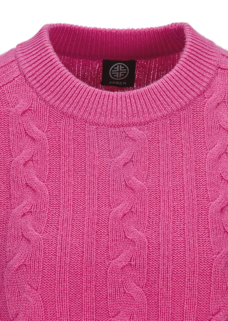 Zopfpullover aus Wolle mit Kaschmir Brombeere