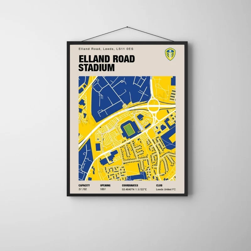 Leeds United Elland Straßenkarte Drucken