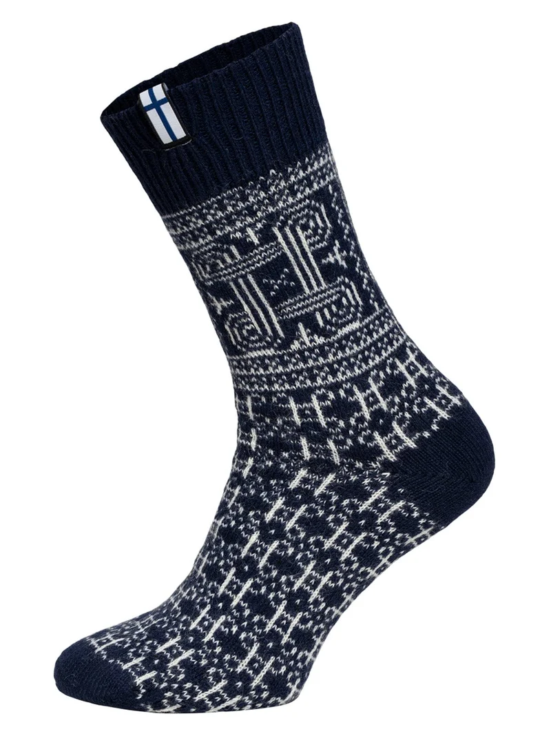 Ein Paar 60% Wollsocken Finnland Flagge & Glückssymbol