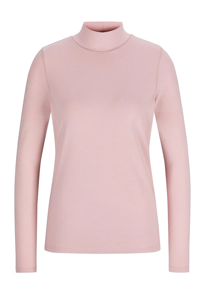 Basic-Langarmshirt mit Stehkragen Rosenquarz
