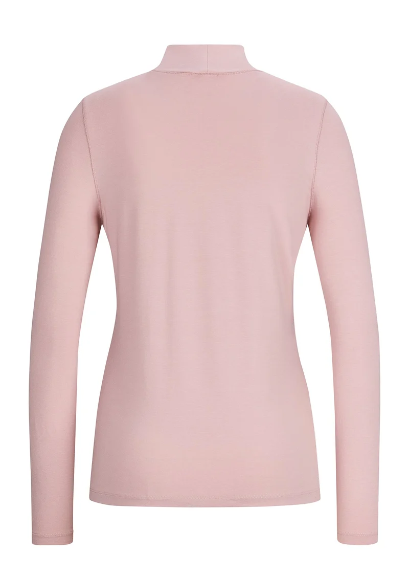 Basic-Langarmshirt mit Stehkragen Rosenquarz