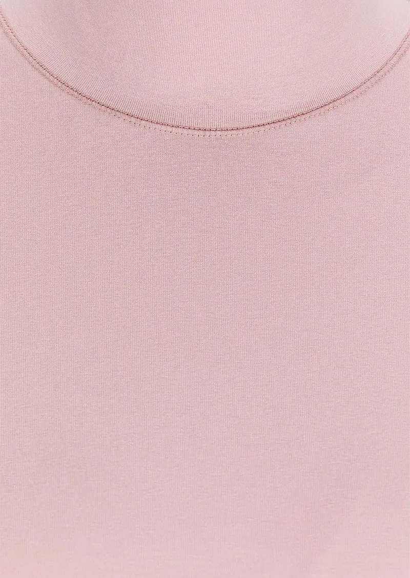 Basic-Langarmshirt mit Stehkragen Rosenquarz