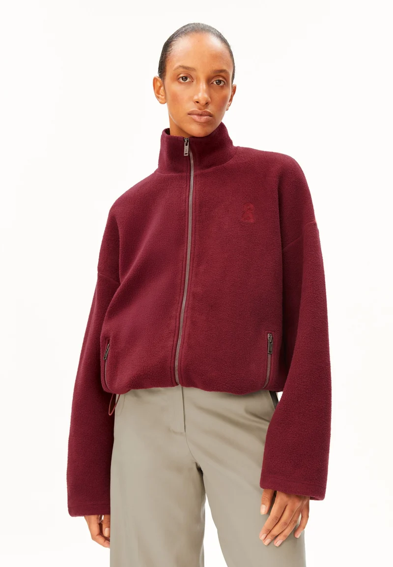 BAUMWOLL-FLEECEJACKE | velvet red