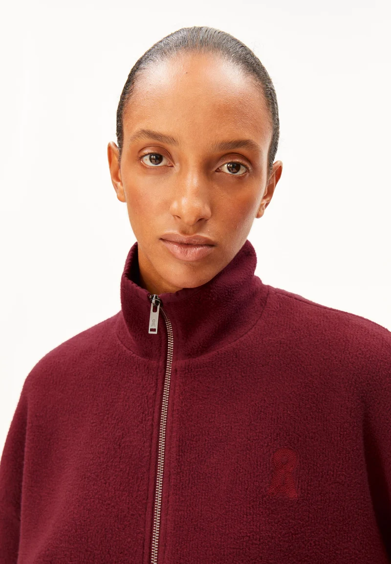 BAUMWOLL-FLEECEJACKE | velvet red