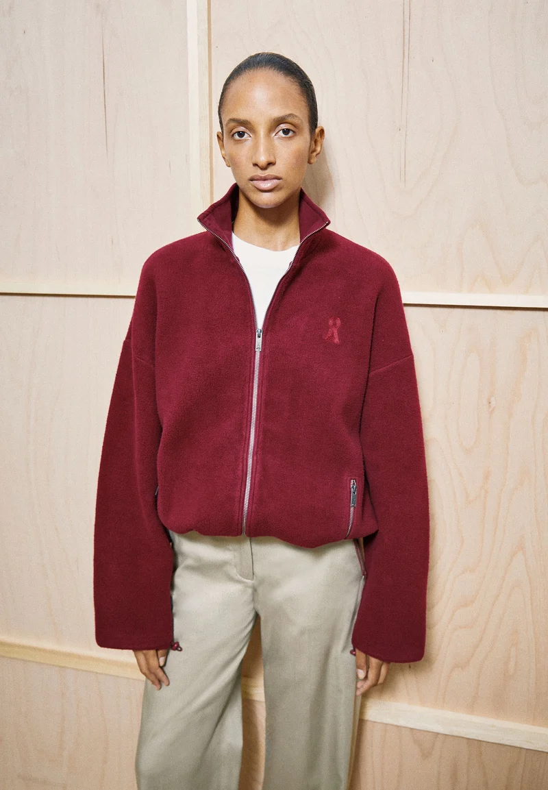 BAUMWOLL-FLEECEJACKE | velvet red