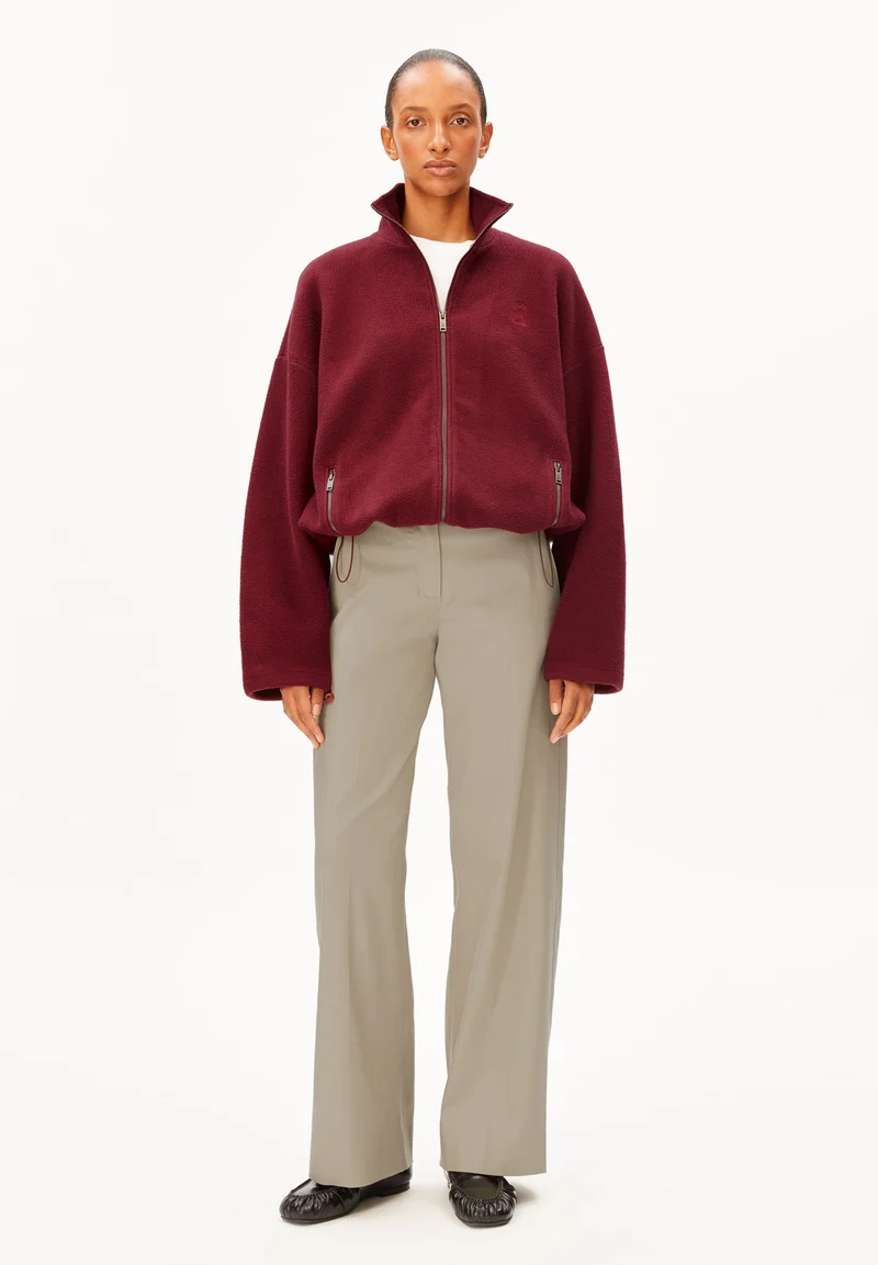 BAUMWOLL-FLEECEJACKE | velvet red