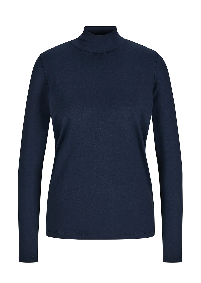 Basic-Langarmshirt mit Stehkragen Marine