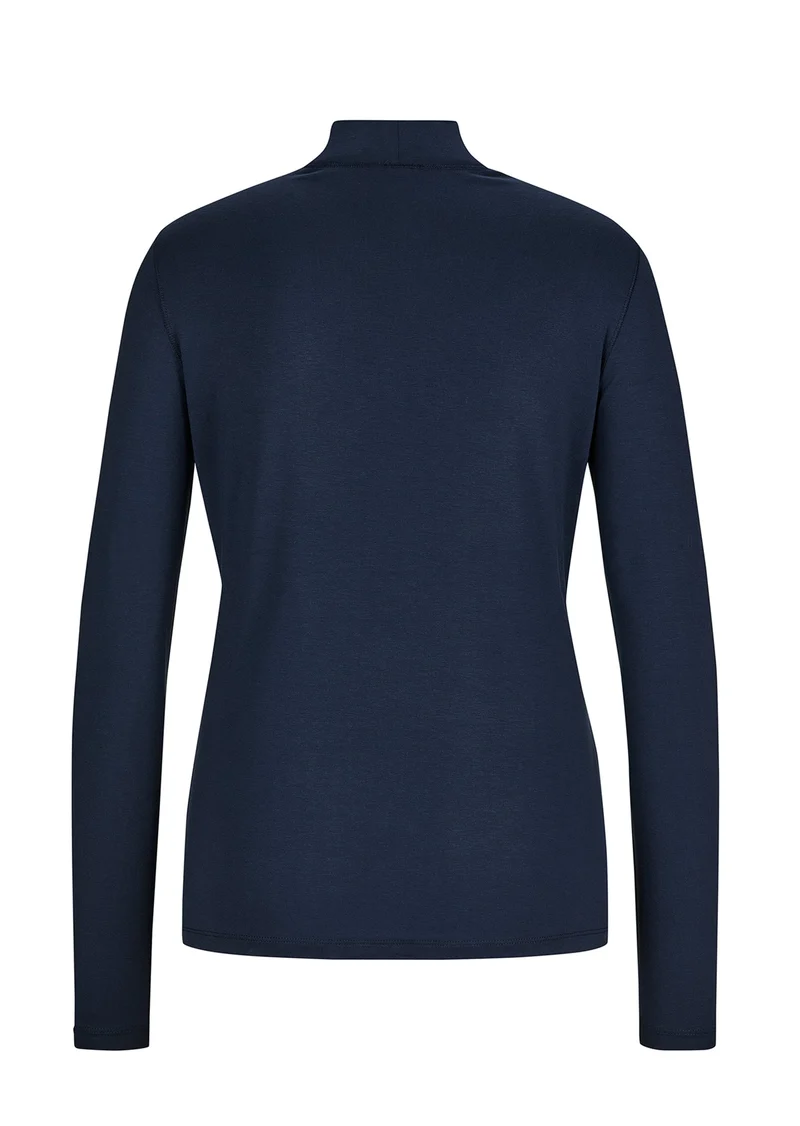 Basic-Langarmshirt mit Stehkragen Marine