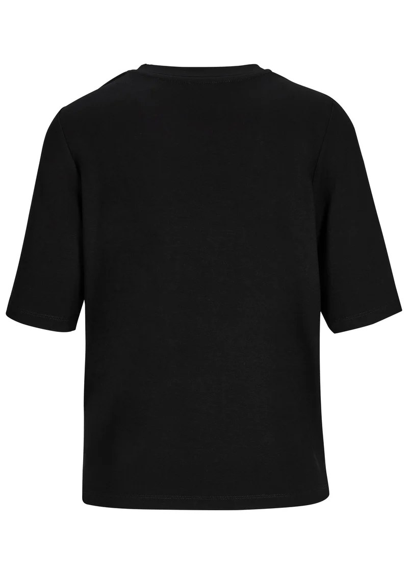 Halbarm Shirt mit edlem Logo-Coin Schwarz