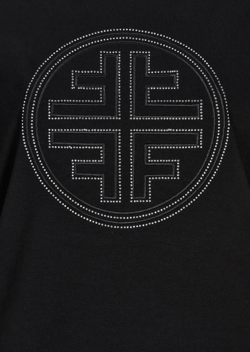 Halbarm Shirt mit edlem Logo-Coin Schwarz