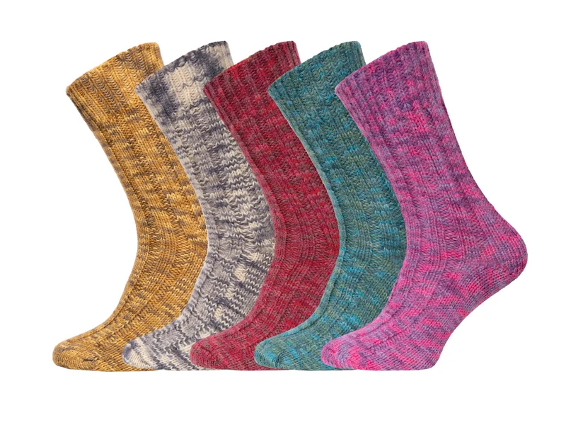 Ein Paar 100% Schurwoll Socken Bunt Warm