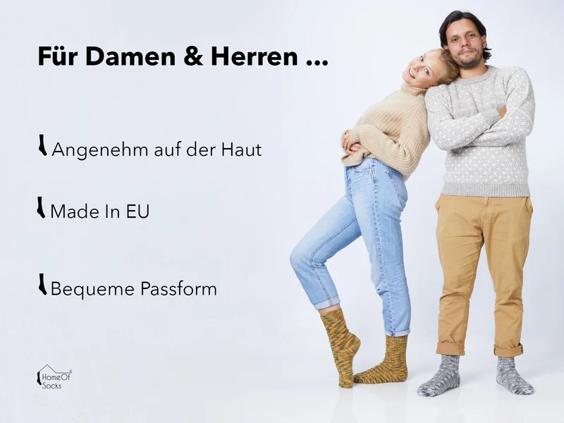 Ein Paar 100% Schurwoll Socken Bunt Warm