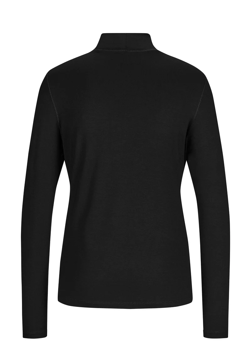Basic-Langarmshirt mit Stehkragen Schwarz